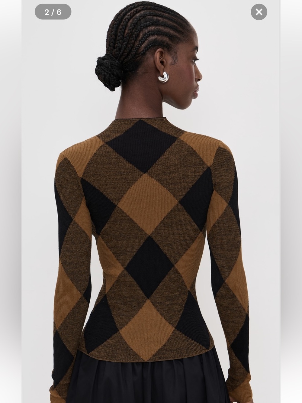 A.L.C. Hugh Long Sleeve Knit Top in Saddle/Black size Medium NWT NEW - Picture 2 of 10